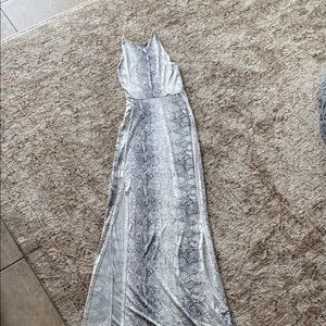 Silver Snake Print Maxi Dress